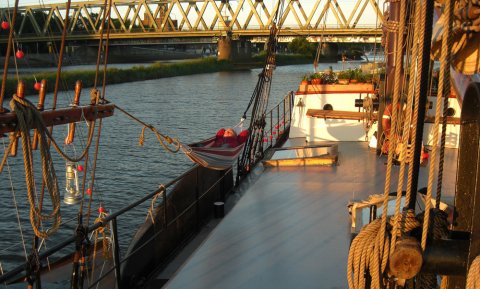 Eine Aufnahme vom Deck der Klabauterbett-Pension. Eine Aufnahme vom Deck der Klabauterbett-Pension.