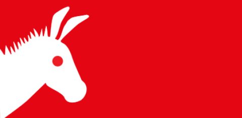 Icon zeigt weißen Esel auf rotem Hintergrund Icon zeigt weißen Esel auf rotem Hintergrund